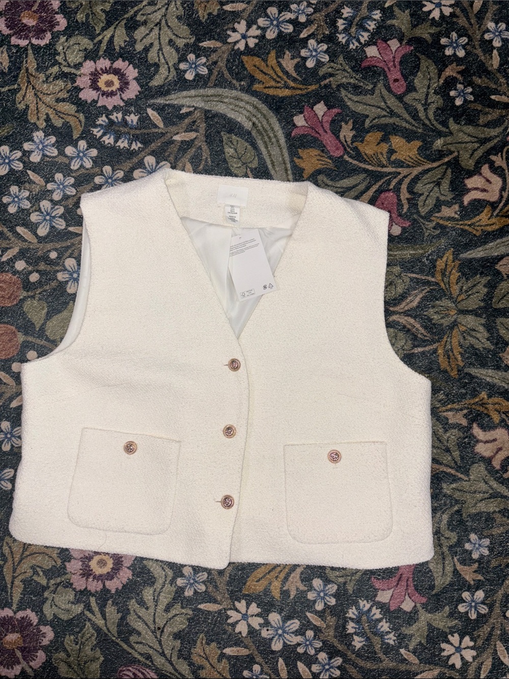 Cream Textured Button Vest